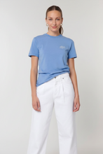 Lade das Bild in den Galerie-Viewer, BIO-T-SHIRT "WAVE" STICKEREI - VINTAGE blue- UNISEX