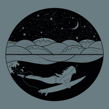 Lade das Bild in den Galerie-Viewer, BIO-T-SHIRT "NIGHT SURF" - Summer Blue - UNISEX