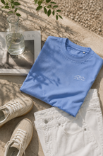 Lade das Bild in den Galerie-Viewer, BIO-T-SHIRT "WAVE" STICKEREI - VINTAGE blue- UNISEX
