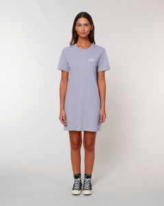 T-Shirt Kleid Lavendel mit Welle Stickerei