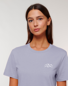 T-Shirt Kleid Lavendel mit Welle Stickerei