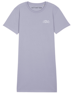 T-Shirt Kleid Lavendel mit Welle Stickerei