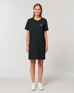 Schwarzes T-Shirt Kleid mit Stickerei