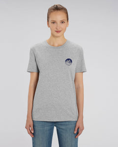 BIO-T-SHIRT (GRAU) "WHALE" STICKEREI - UNISEX